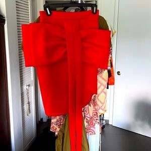Red Mini Skirt with bow detail